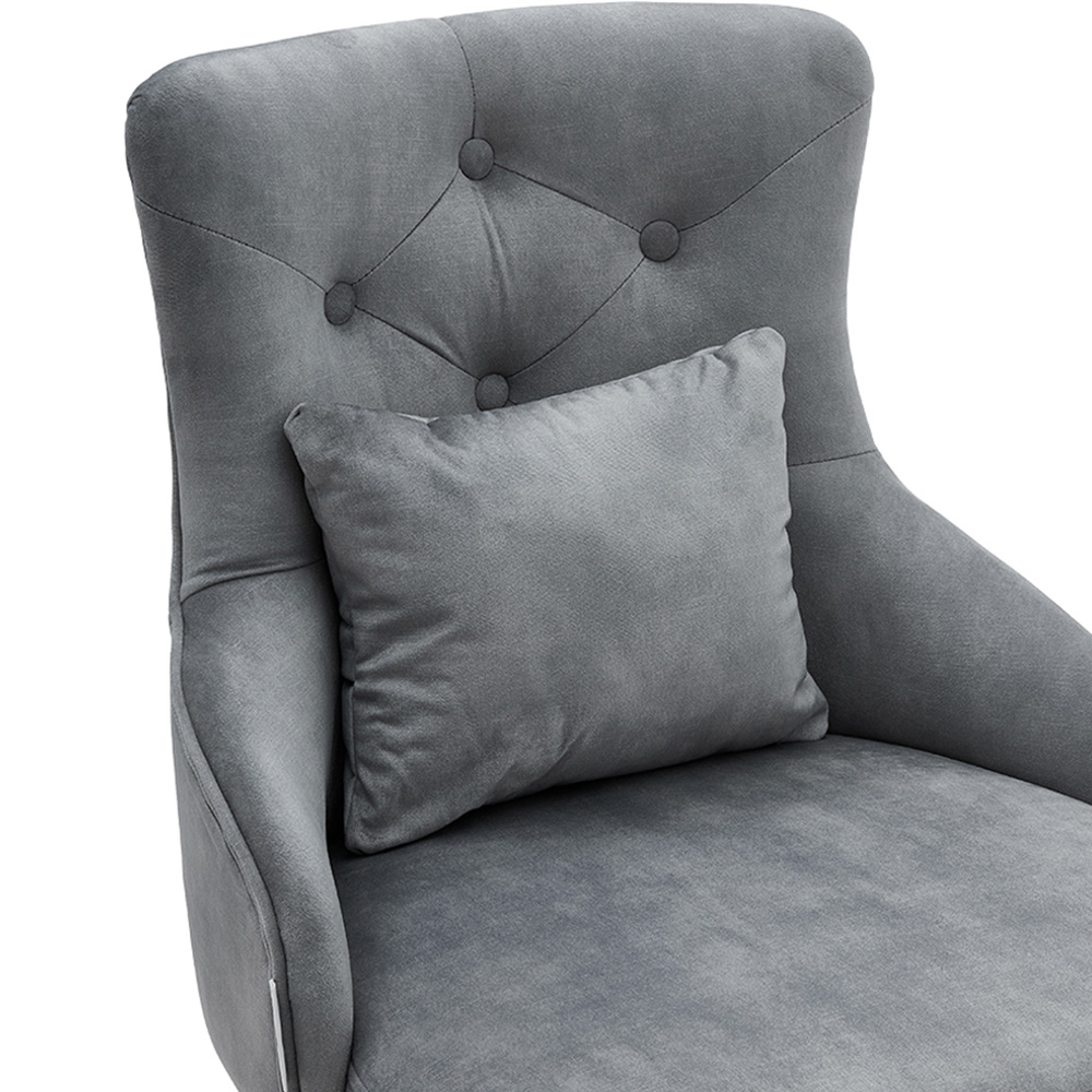 Living and Home Grey Velvet Tufted Dining Chair Image 5