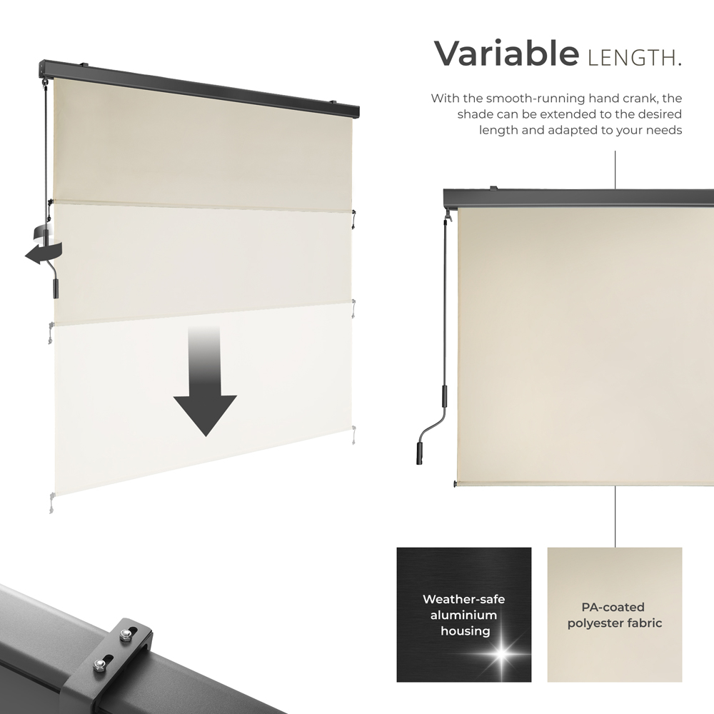 tectake Eloise Beige Vertical Awning with 2 Wall Brackets 1.8 x 2.5m Image 3
