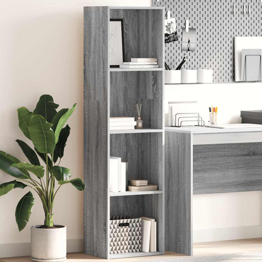 vidaXL 4 Shelf Grey Sonoma Bookcase Image 1