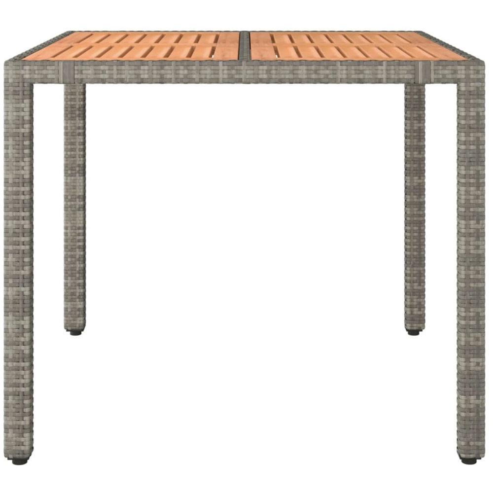 vidaXL 2 Seater Grey Polyrattan and Wooden Tabletop Garden Table Image 3