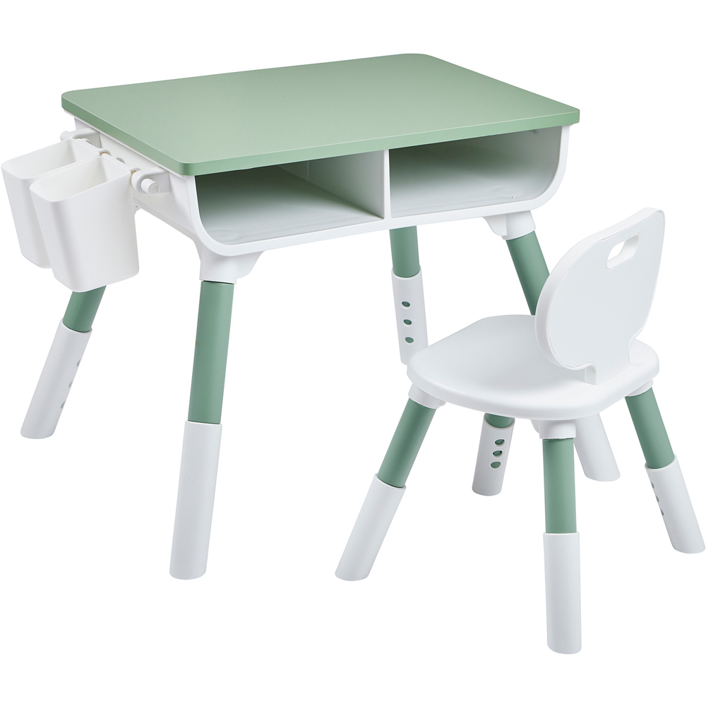 Liberty House Toys White and Green Kids Scandi Height Adjustable Table and Chair Set Image 2