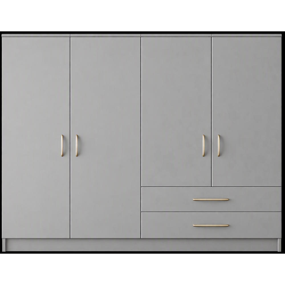 TJ'S Venice 4 Door 2 Drawer Grey Wardrobe Image 2