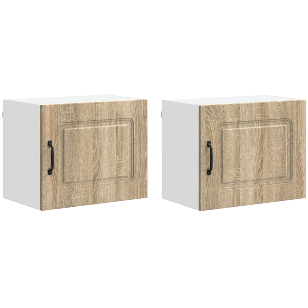 vidaXL Kalmar Single Door Sonoma Oak Wall Mounted Wide Kitchen Cabinet Set of 2 Image 8