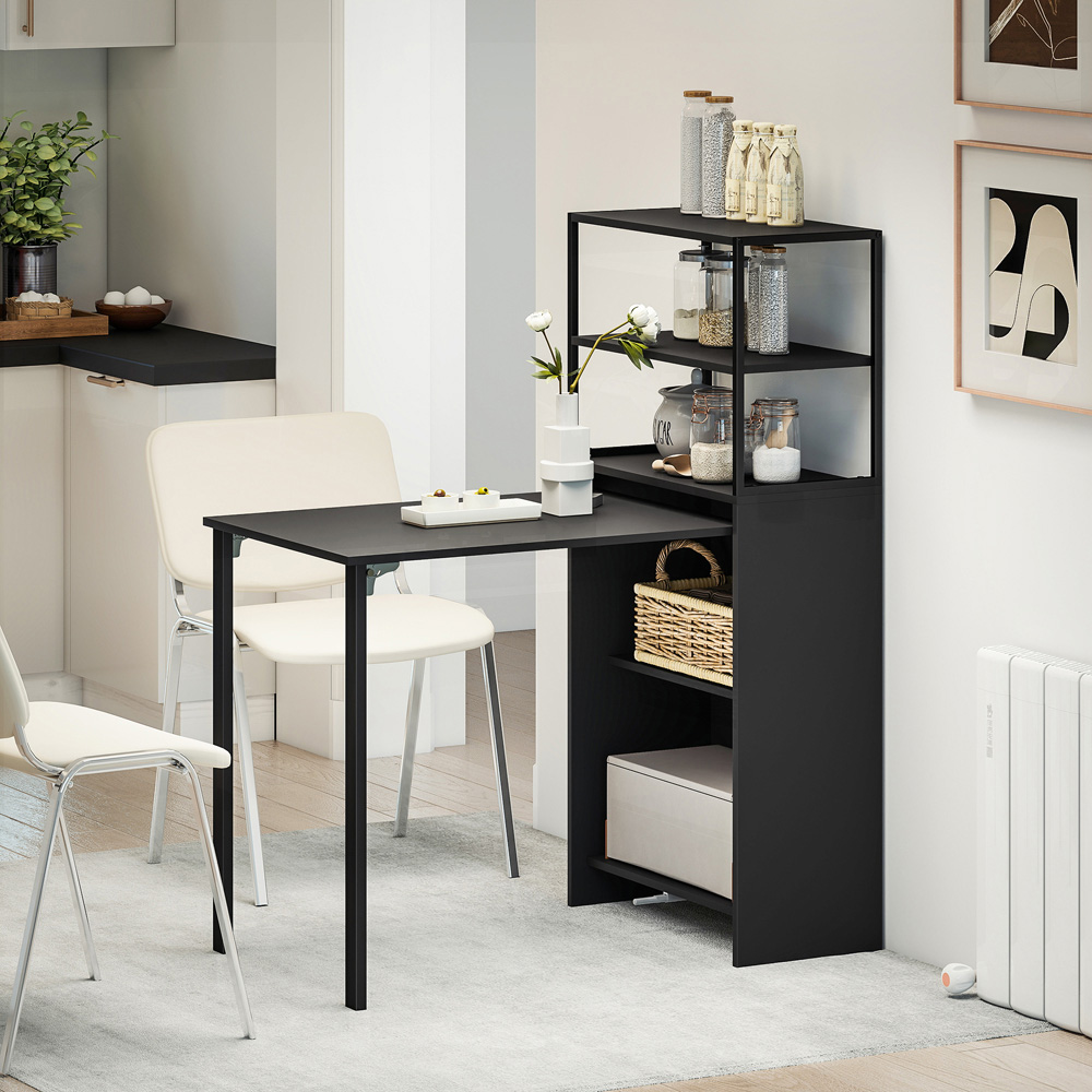 Portland 5 Shelf Foldable Multifunctional Computer Desk Black Image 3