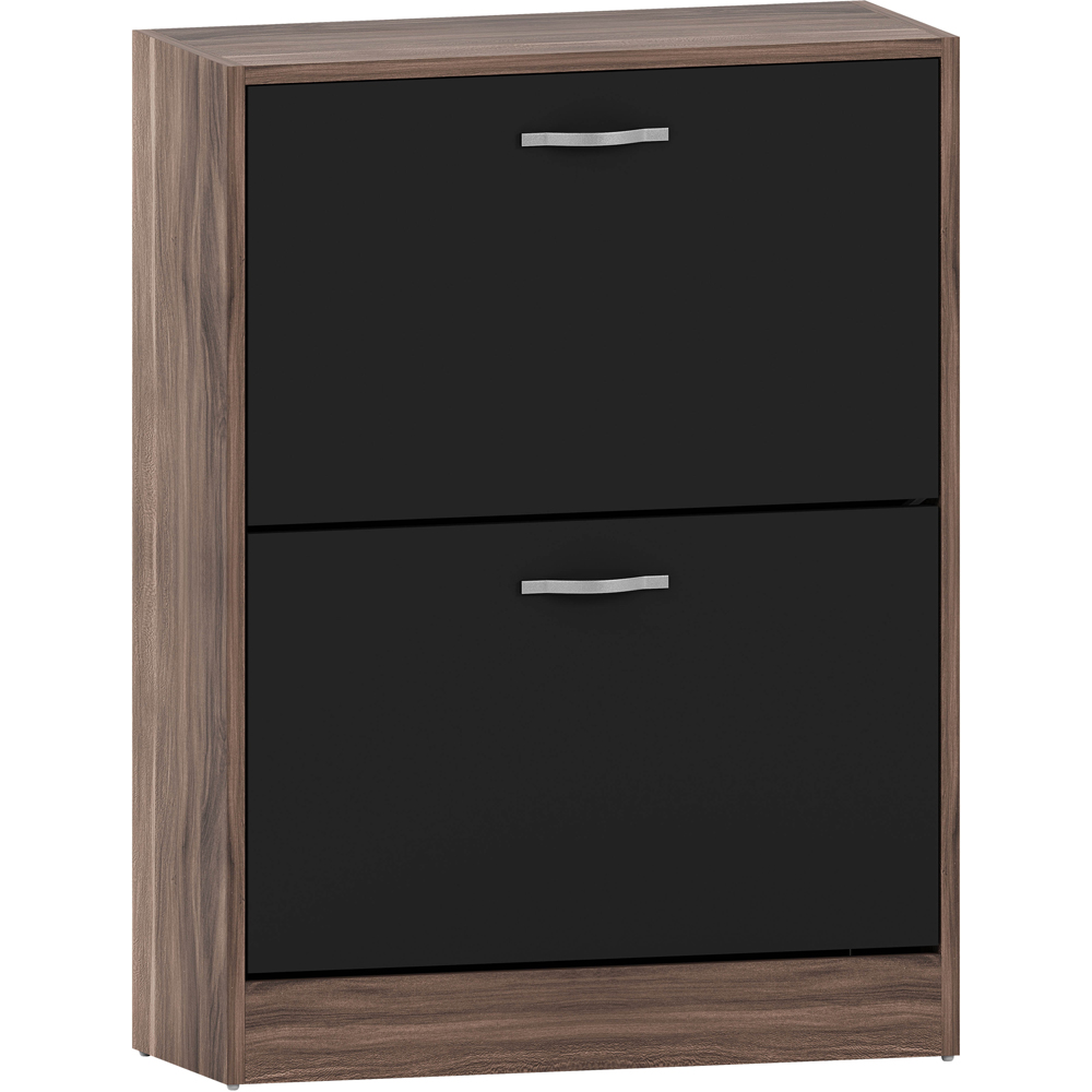 VIDA DESIGNS Walnut and Black 2 Drawer Shoe Cabinet Image 2