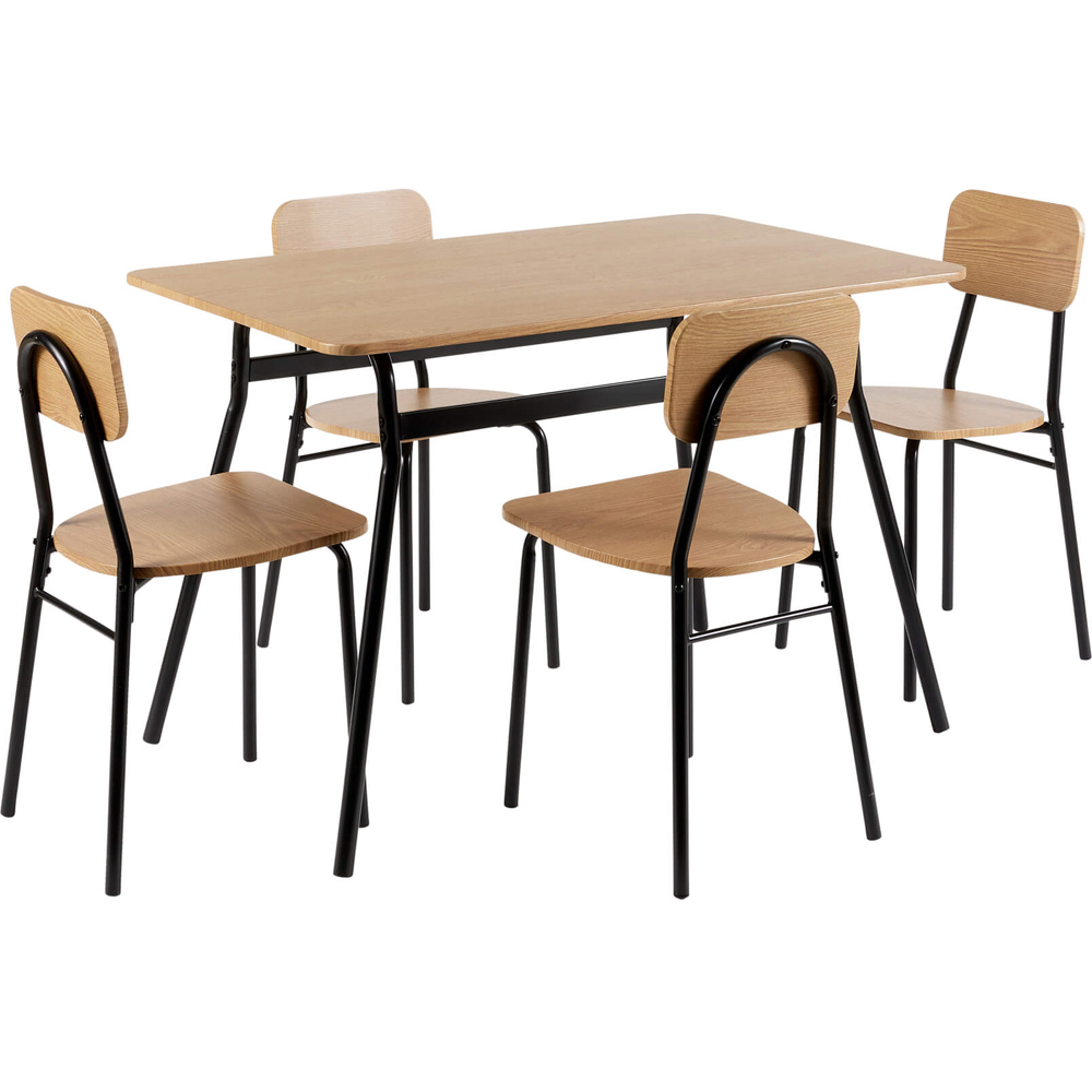 Home Source Harlow 4 Seater Dining Table Set Oak Effect Image 2