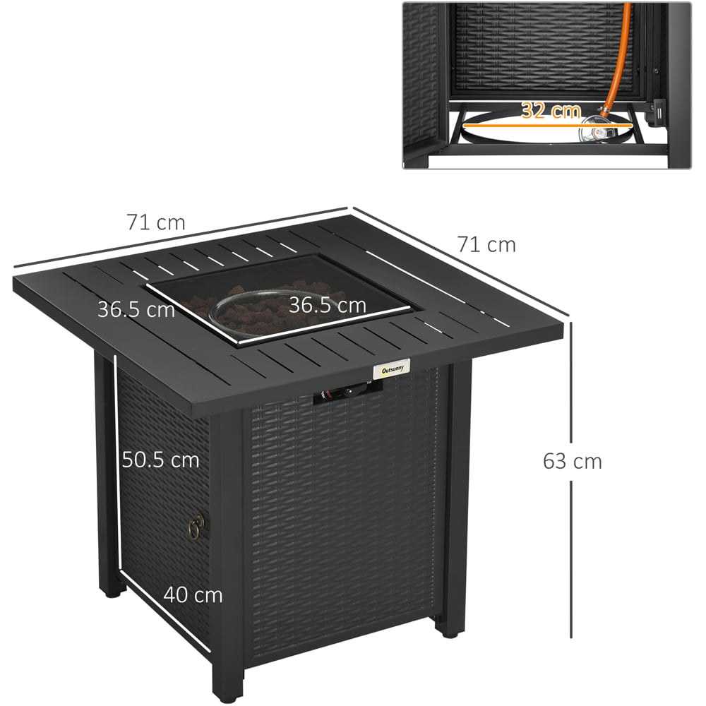 Outsunny Black 50000 BTU Square Propane Gas Fire Pit Table Image 8