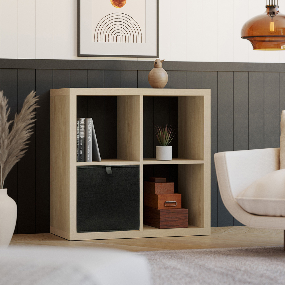Clever Cube 4 Shelf Light Oak Effect Square Storage Unit Image 5