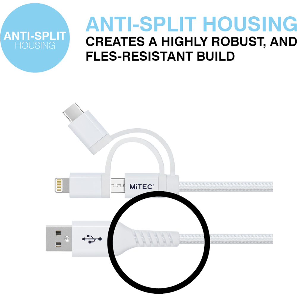 MiTEC MiPOWER White Universal Lightning Charging Cable 2m Image 2