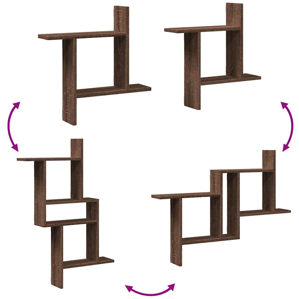 vidaXL 50 x 12 x 50cm Set of 2 Brown Oak Wall Shelf Image 9