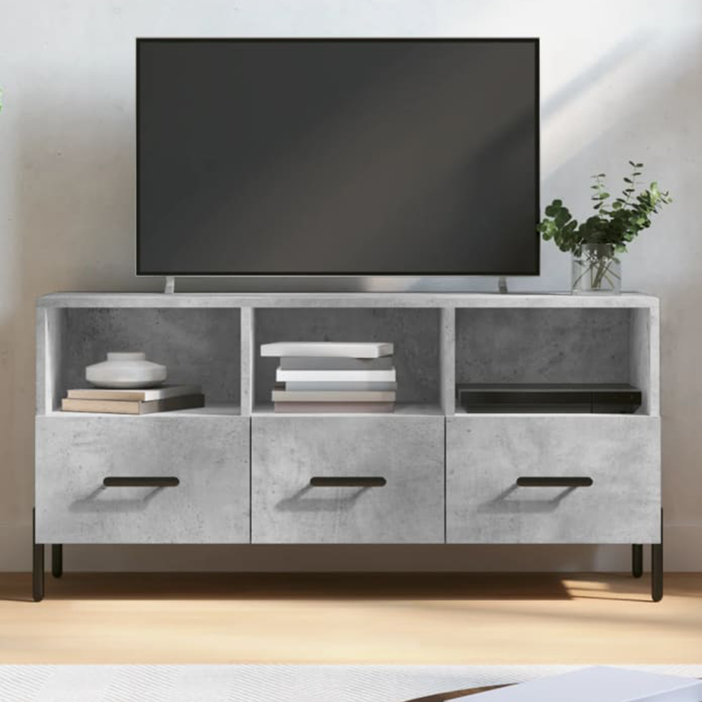 vidaXL 3 Drawer 3 Shelf Concrete Grey TV Cabinet Image 1