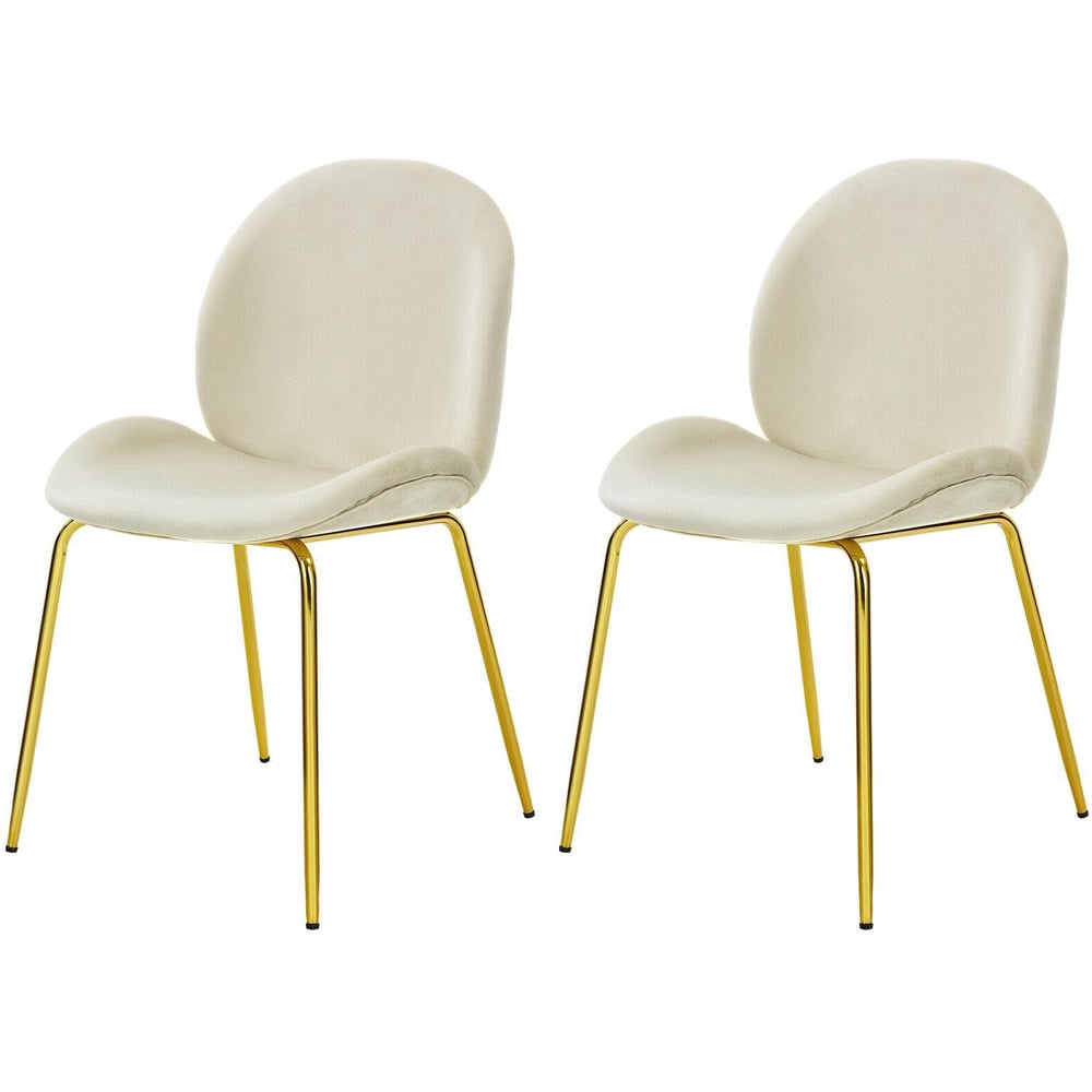 Costway Set of 2 Beige Velvet Dining Chair Image 2