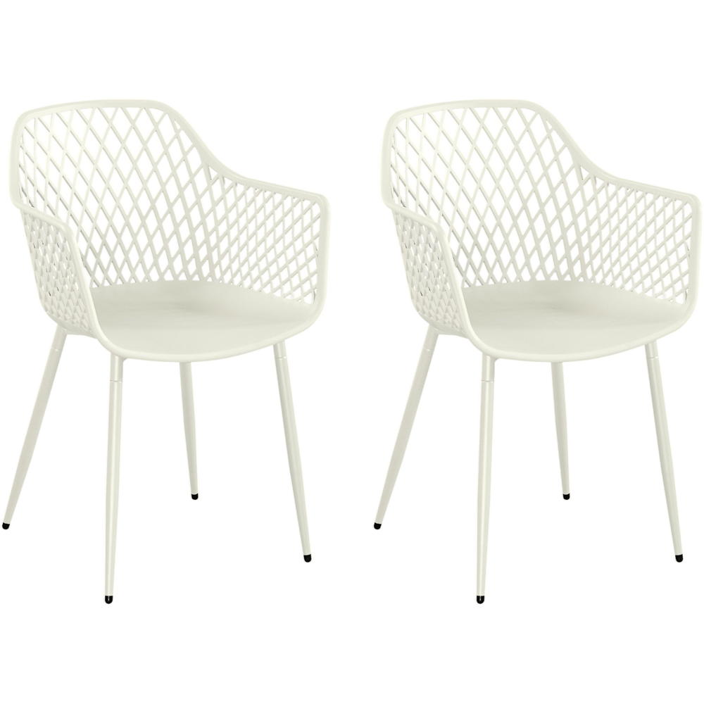 Core Products 2 Seater White Lattice Design Square Metal Foldable Table Garden Bistro Set Image 4