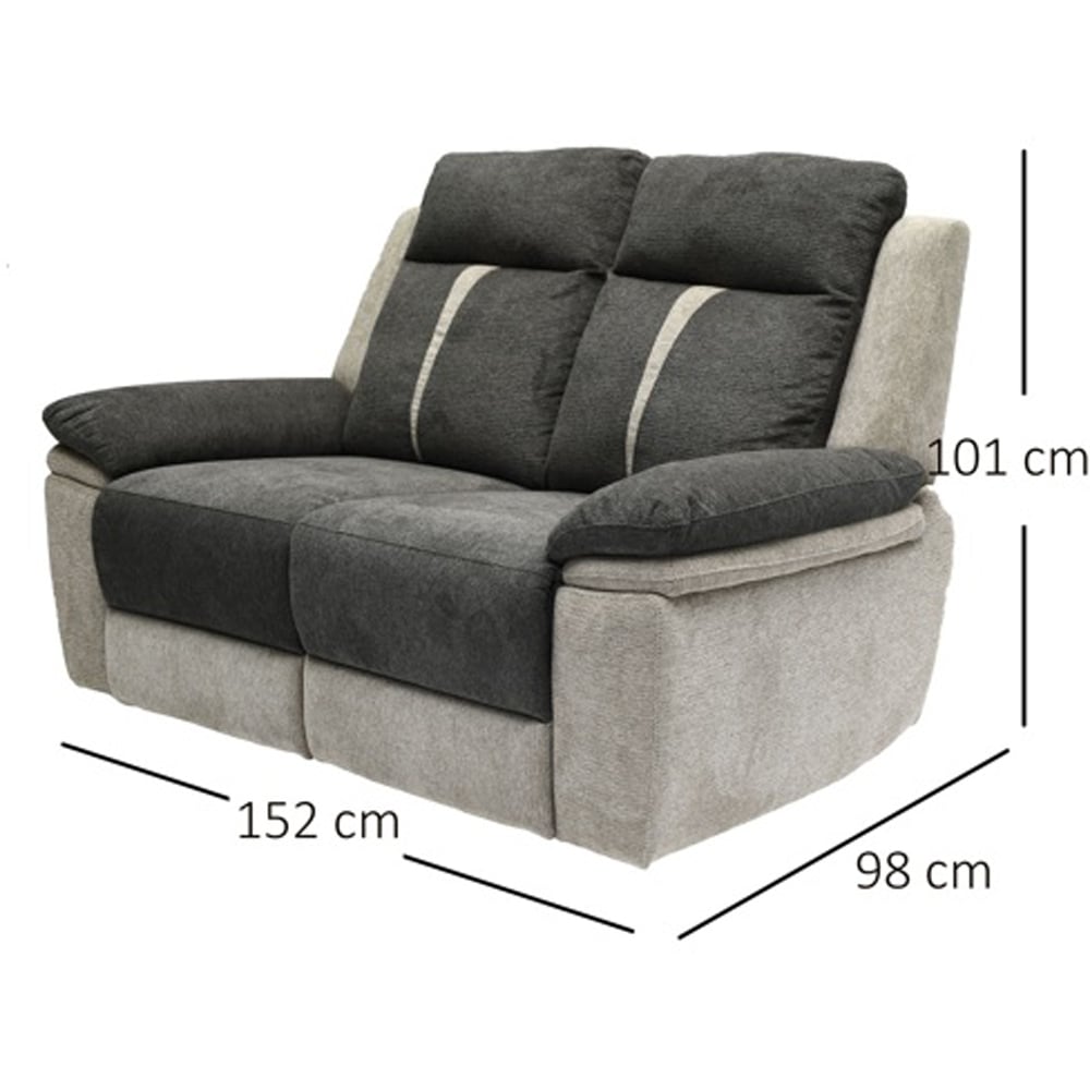 Comfy Living 2 Seater Grey Manual Recliner Sofa Image 7