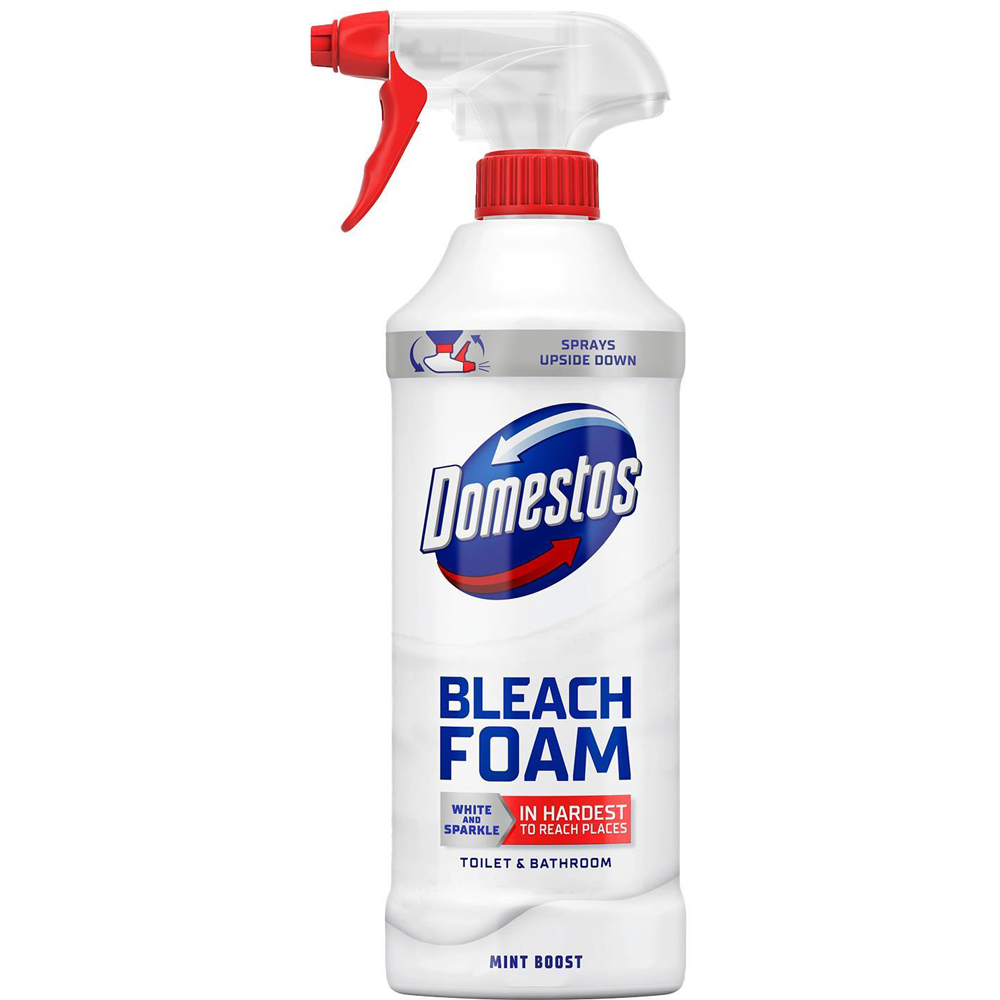 Domestos Mint Boost Bleach Foam Toilet and Bathroom Cleaner Spray 450ml 6 Pack Image 2