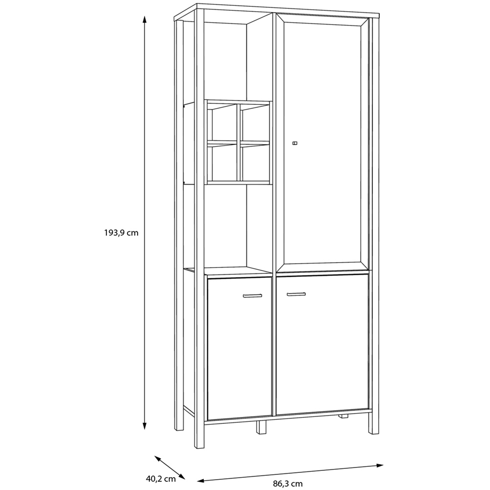 Florence High Rock 4 Door Matt Black and Riviera Oak Display Cabinet Image 8