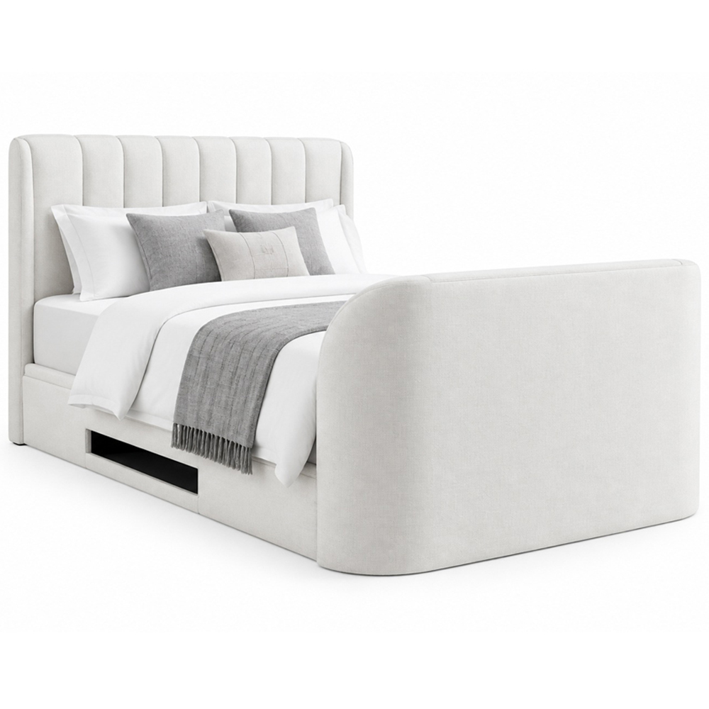 Webb Daniels Mayfair Double Natural Fabric Ottoman Media TV Bed with 2.1 Soundbar Image 2