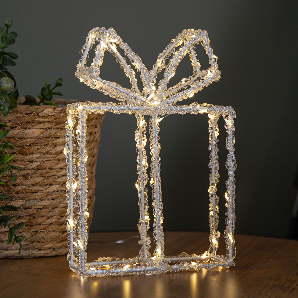 Samuel Alexander 80 Warm White LED Light Up Acrylic Christmas Present Decoration 22 x 18cm Image 1