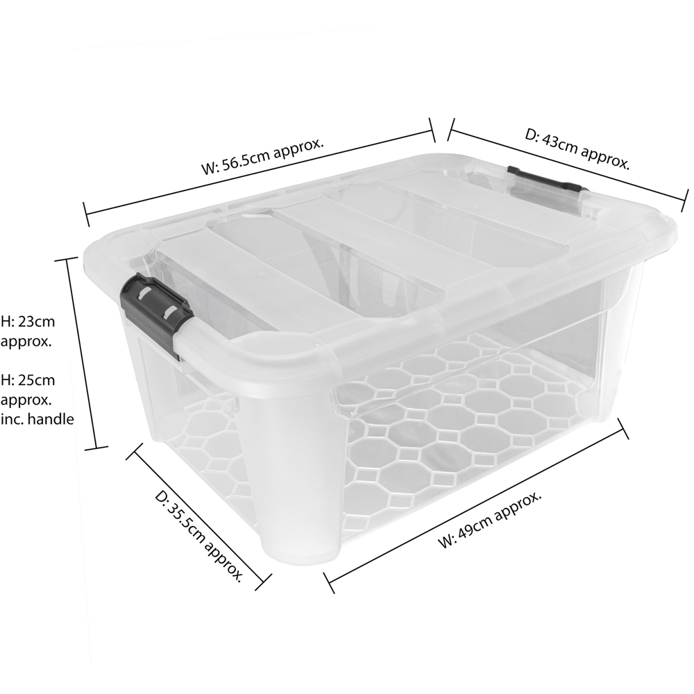 JVL 40L Clear Plastic Stackable and Nestable Storage Box with Secure Clip Lid 4 Pack Image 8