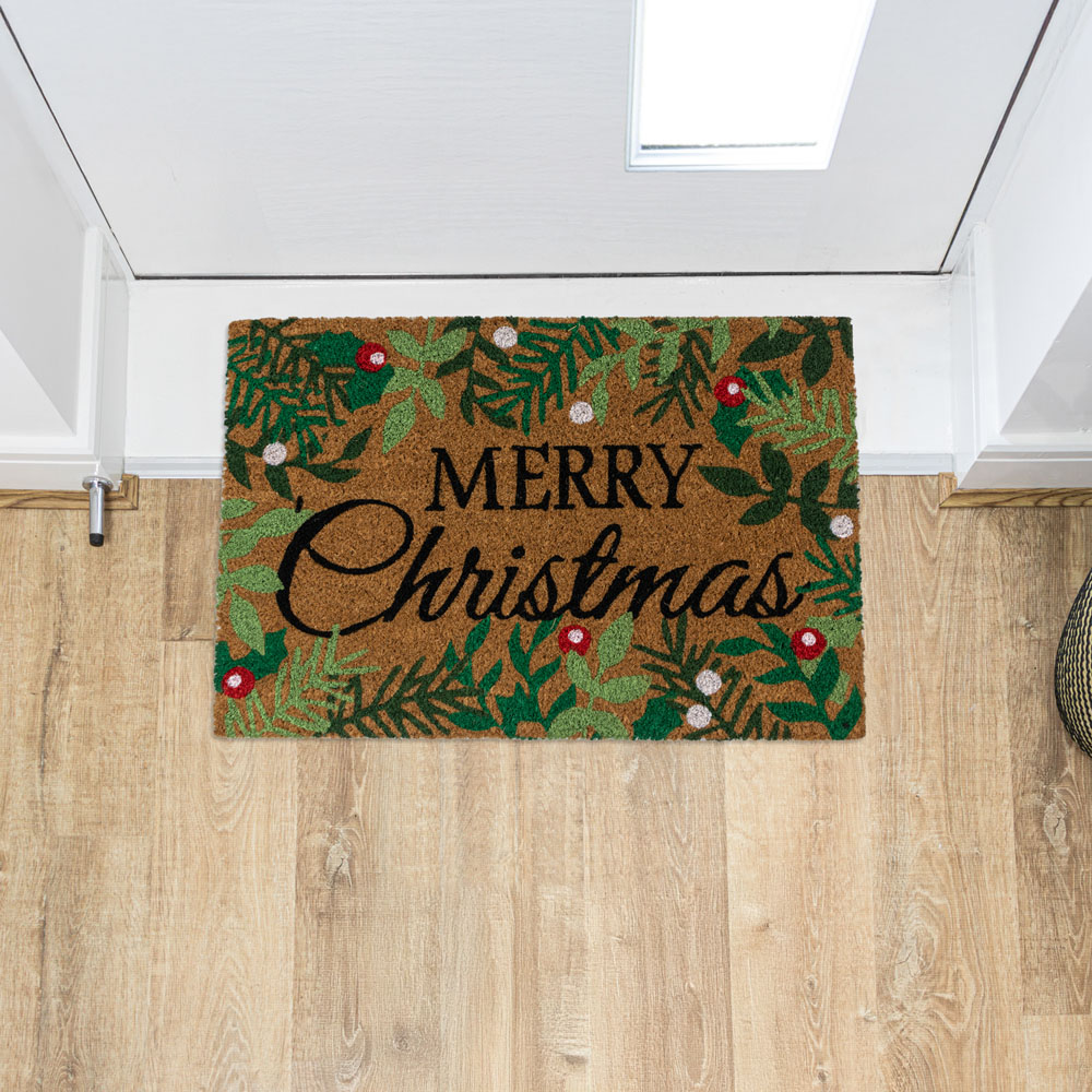 JVL Latex Backed Coir Merry Christmas Entrance Doormat 40 x 58cm Image 2