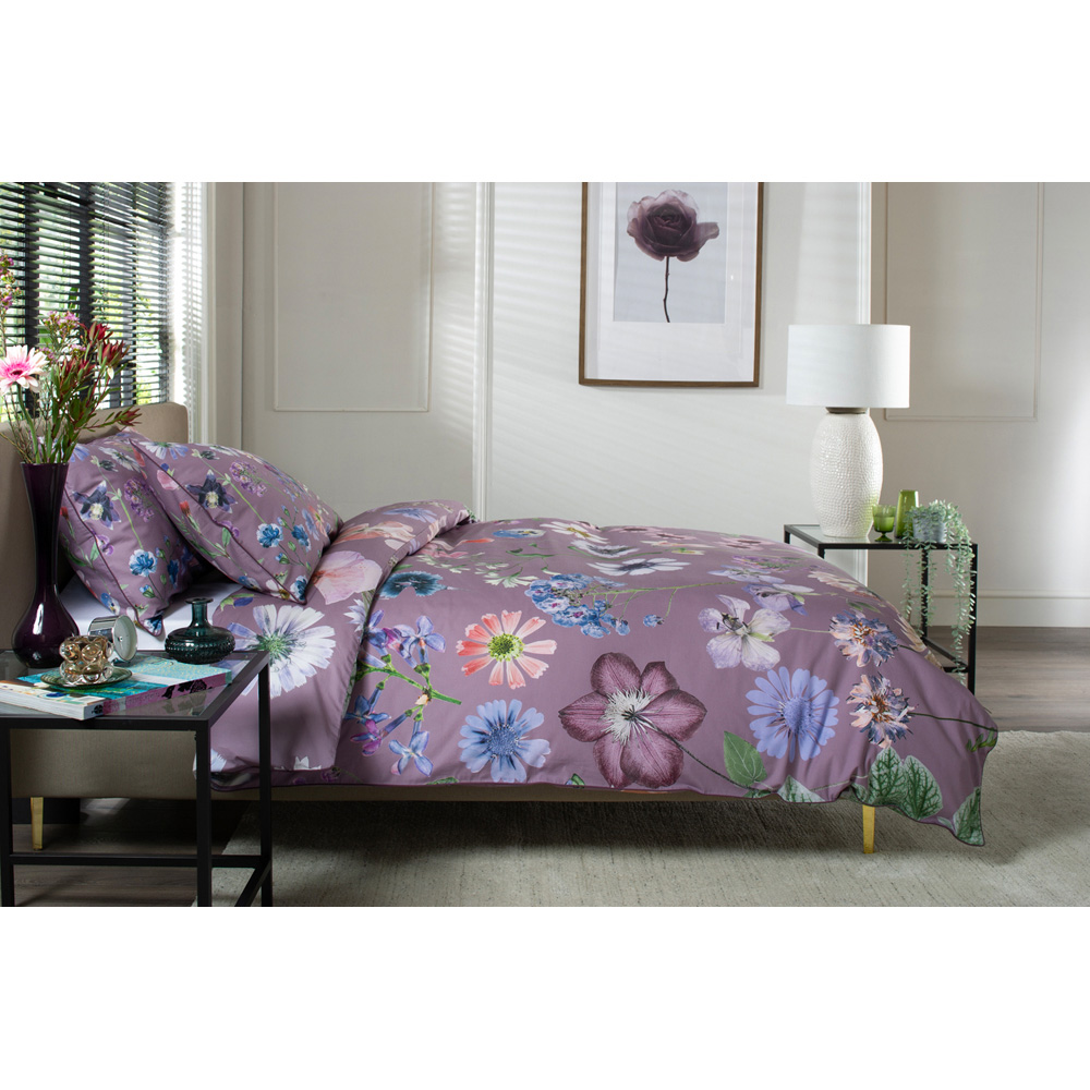 The Lyndon Company Botanical Flower Lilac King Size Duvet Set Image 2