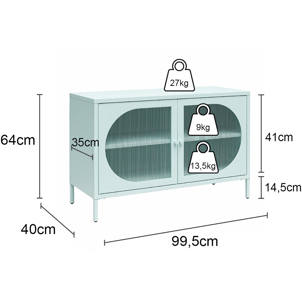 Dorel Luna 2 Door Sky Blue Fluted Glass Wide Accent Cabinet Image 9