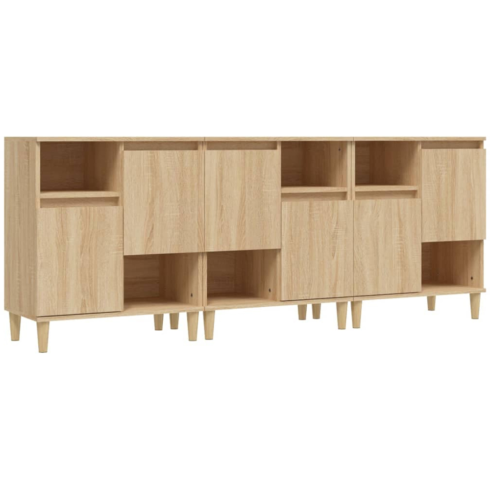 vidaXL 2 Door 2 Shelf Sonoma Oak Sideboard Set of 3 Image 2