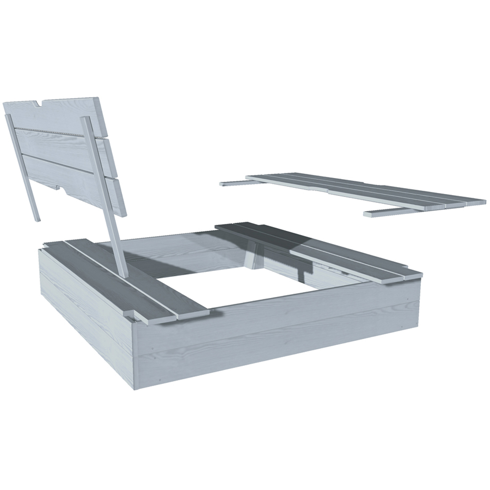Soulet Kids Grey Wooden Sand Pit with 2 Foldable Benches and Ground Sheet Image 6