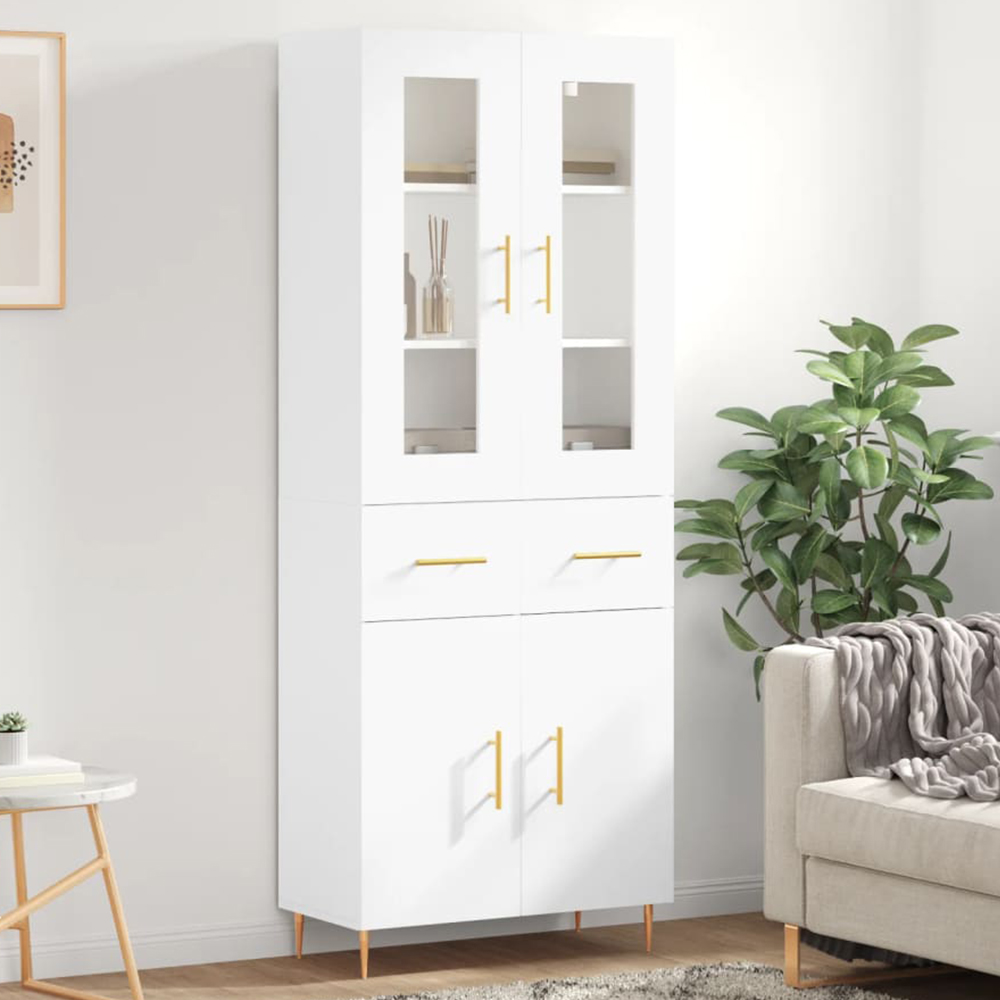 vidaXL 4 Door 2 Drawer White Highboard Image 1