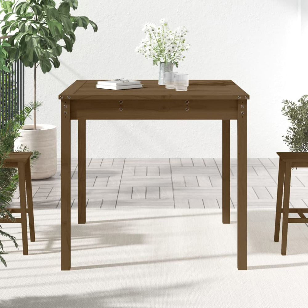 vidaXL 2 Seater Solid Pine Wood Garden Dining Table Honey Brown Image 7