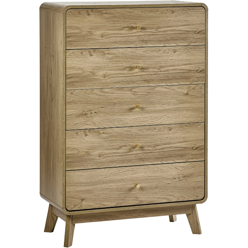 Julian Bowen Ingrid 5 Drawer Oak Chest of Drawers Image 2