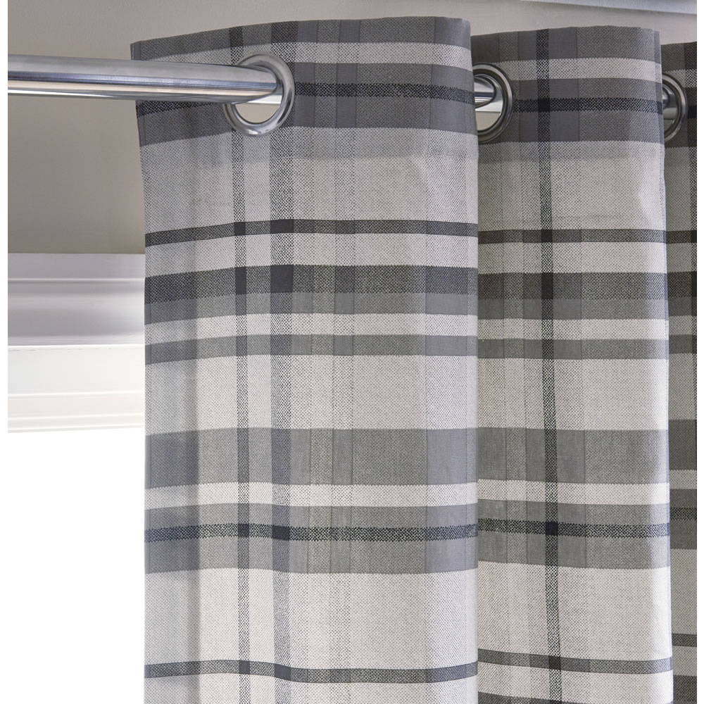 Wilko Grey Printed Check Curtains 228 W x 228cm D Image 2