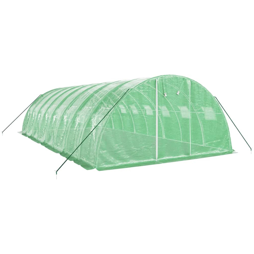 vidaXL Green Polyethylene Galvanised Steel Frame 26.2 x 13.1ft Greenhouse Image 2