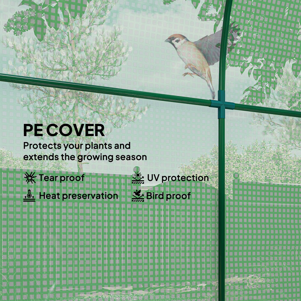 Outsunny Green PE 6 x 6ft Walk In Polytunnel Greenhouse Image 7