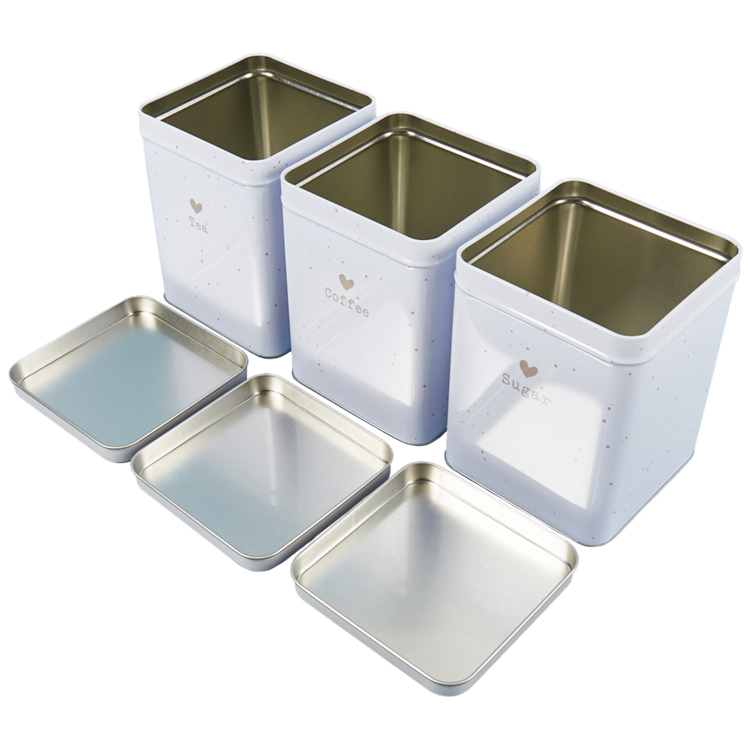 Set of 3 Gold Hearts Metal Tins - White Image 6