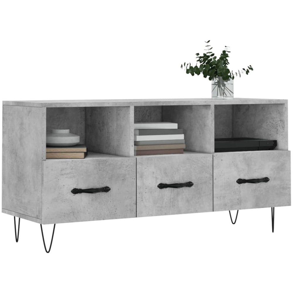 vidaXL 3 Drawer 3 Shelf Concrete Grey TV Cabinet Image 3