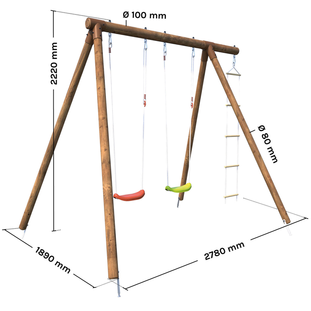 Soulet Arthur Double Wooden Kids Swing Set with Rope Ladder Image 9