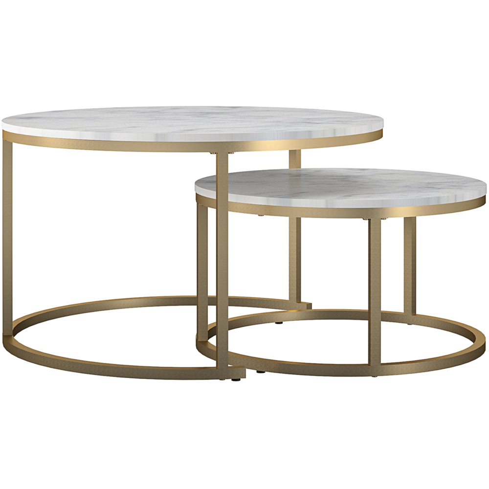 Dorel Home Amelia White Marble Nest of Coffee Tables Set of 2 Image 2