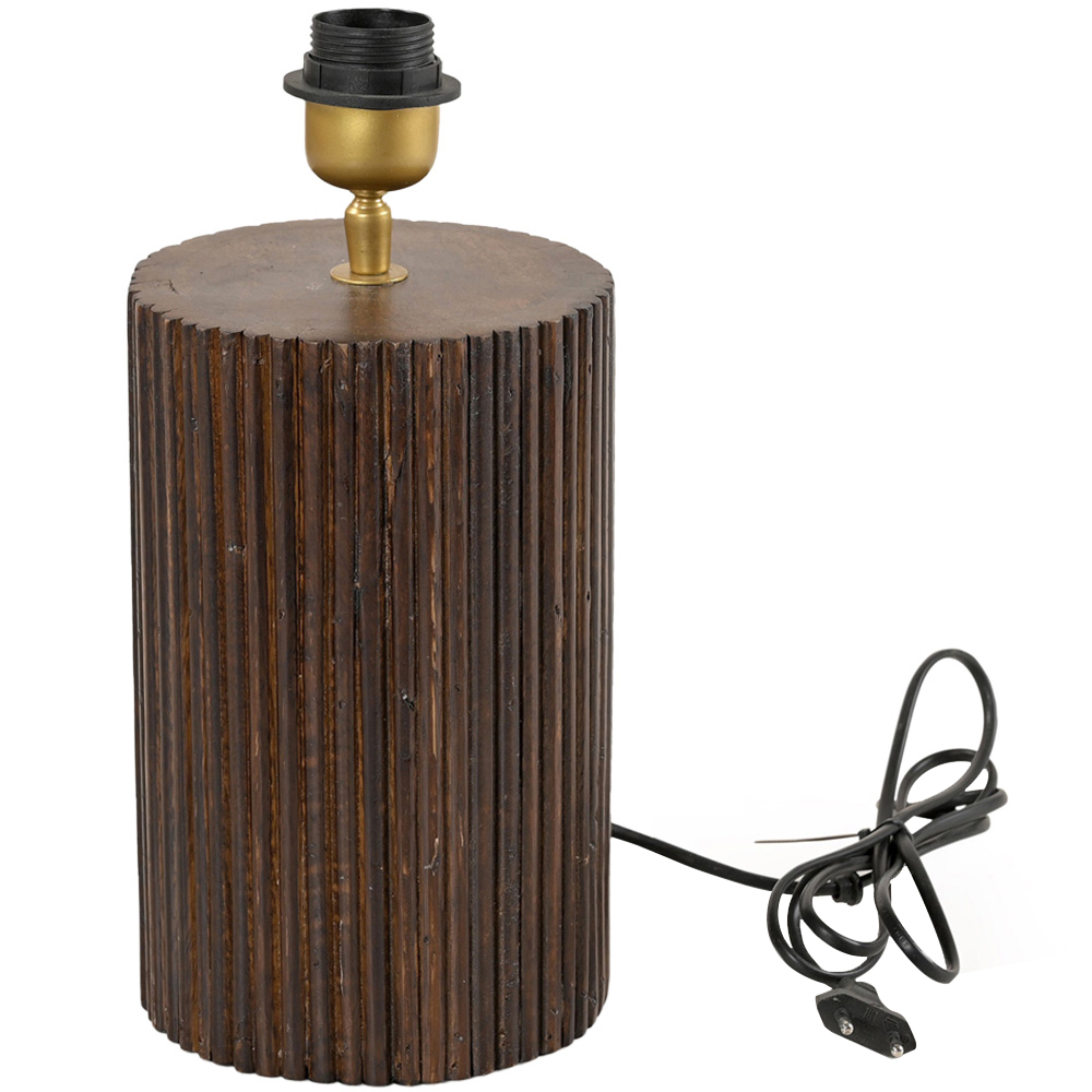 IH Design Brown Fluted Wooden Lamp Base Image 1