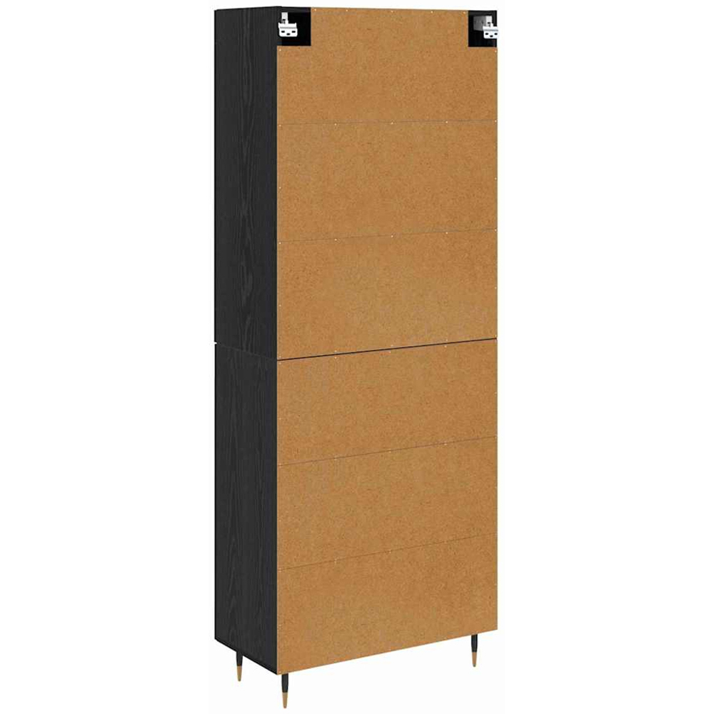 vidaXL 4 Door 6 Shelf Black Oak Highboard with Gold Handles Image 9