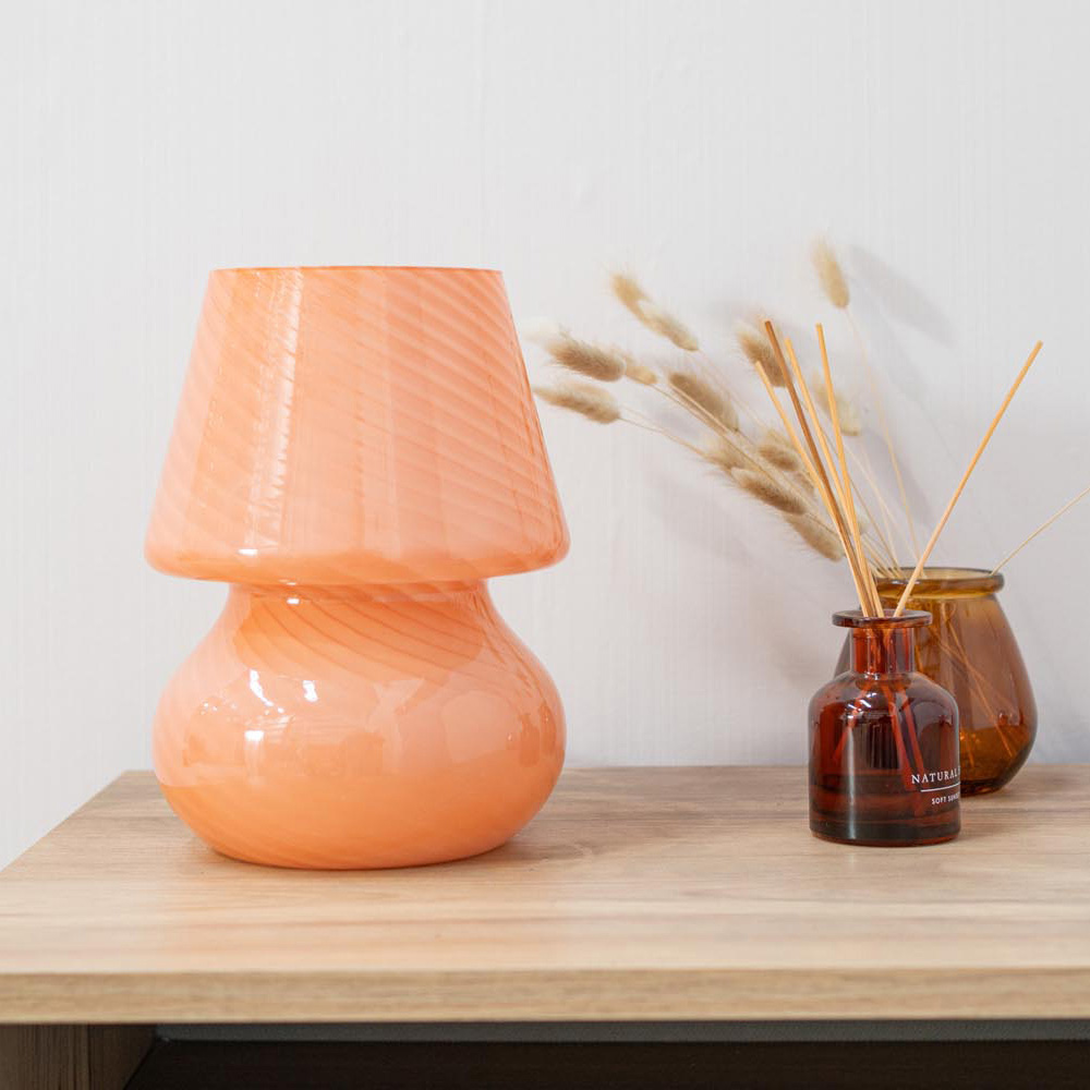 ValueLights Beau Peach Swirl Glass LED Table Lamp Image 4