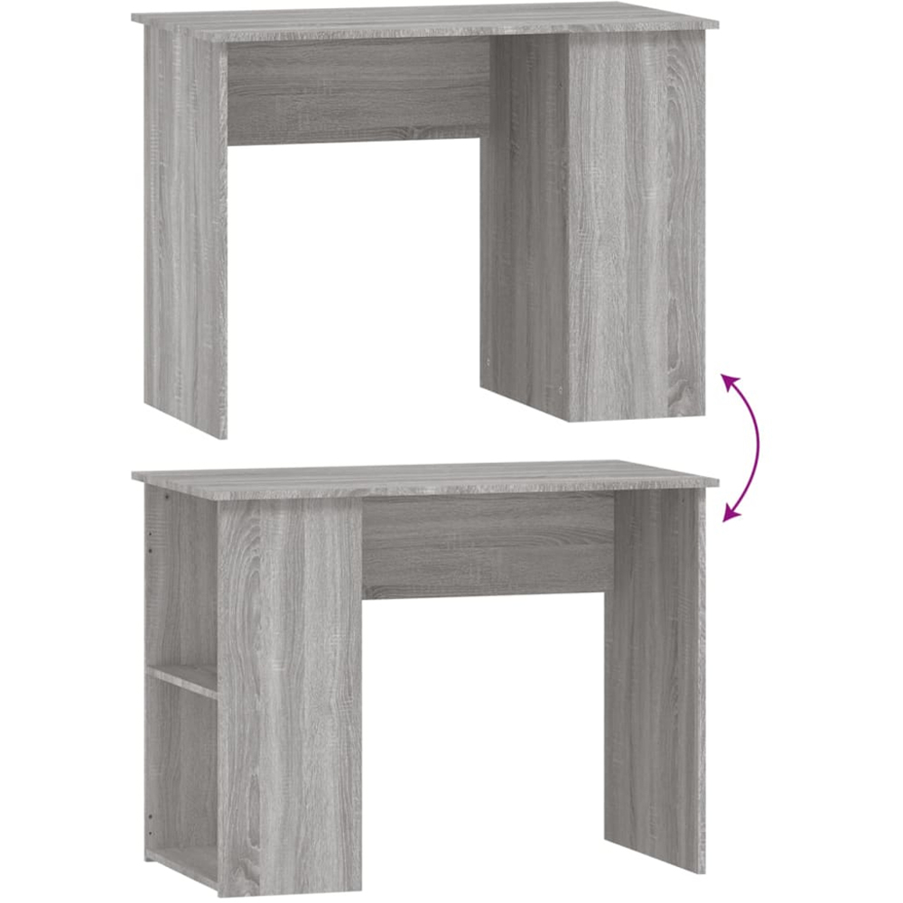 vidaXL 2 Shelf Computer Desk Grey Image 6