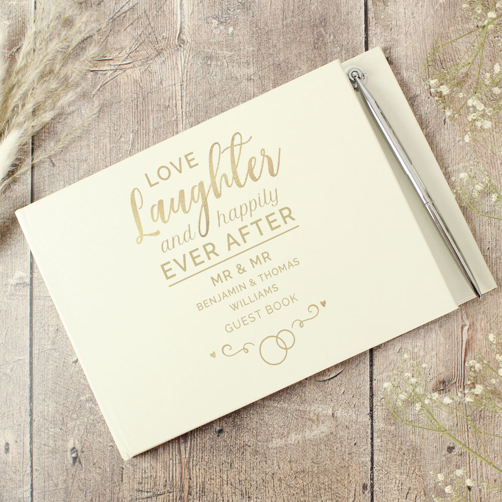 Personalised Memento Personalised Happily Ever After Wedding Hardback Guest Book and Pen Image 3