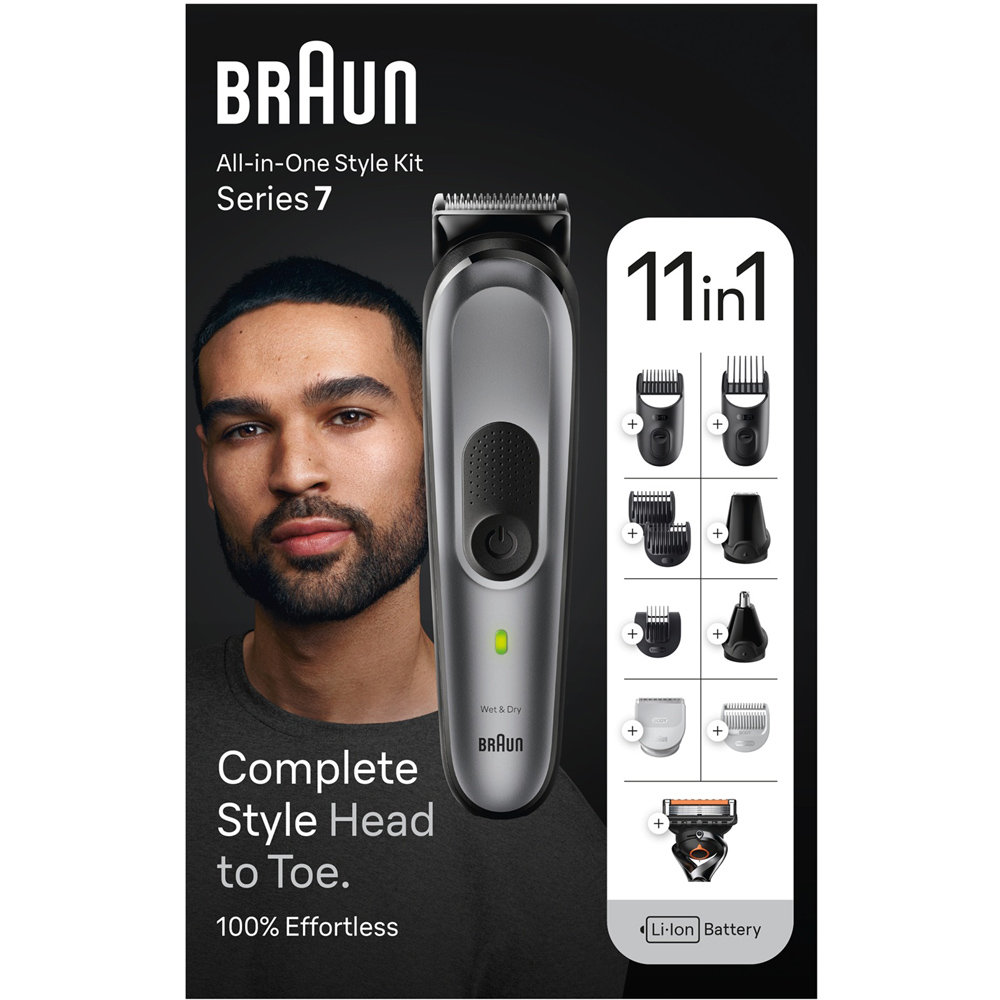 Braun Series 7 11-in-1 Silver Cordless All-in-One Style Kit Image 2