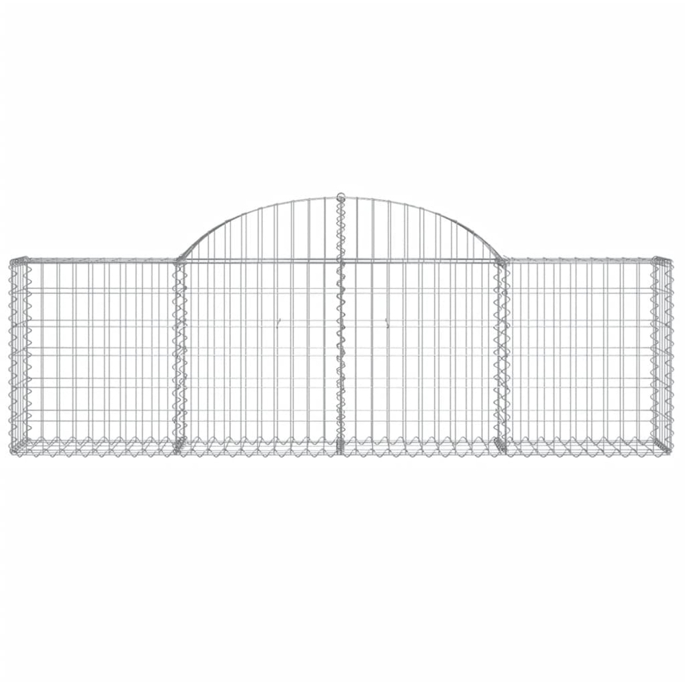 vidaXL Silver Galvanised Iron Arched Gabion Basket 200 x 30 x 60/80cm 9 Pack Image 2