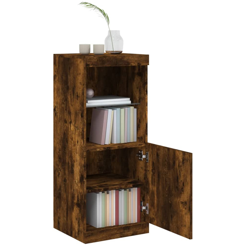 vidaXL Single Door 2 Shelf Smoked Oak Sideboard with RGB LED Lights Image 4