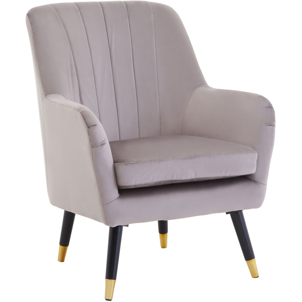 Premier Housewares Loretta Mink Velvet Accent Chair with Black Legs Image 2