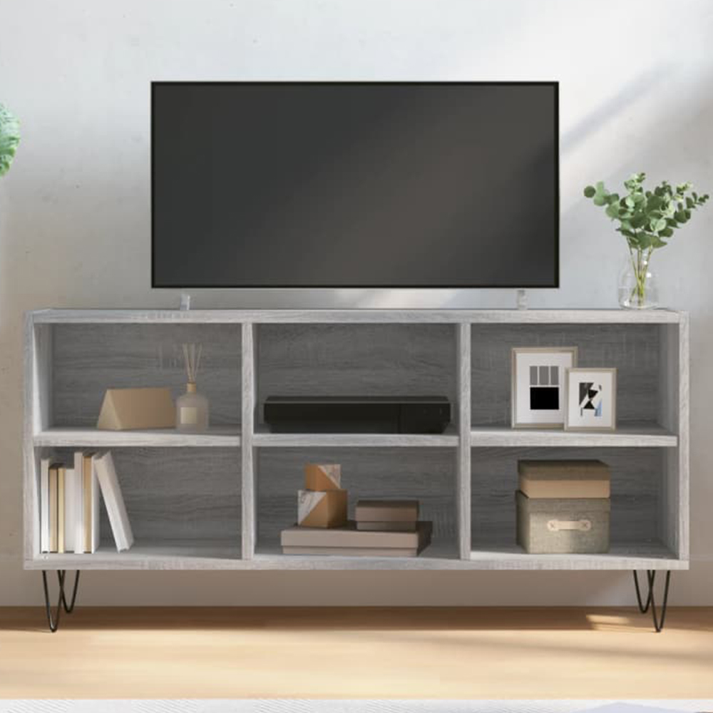 vidaXL 4 Shelf Grey Sonoma TV Cabinet Image 1
