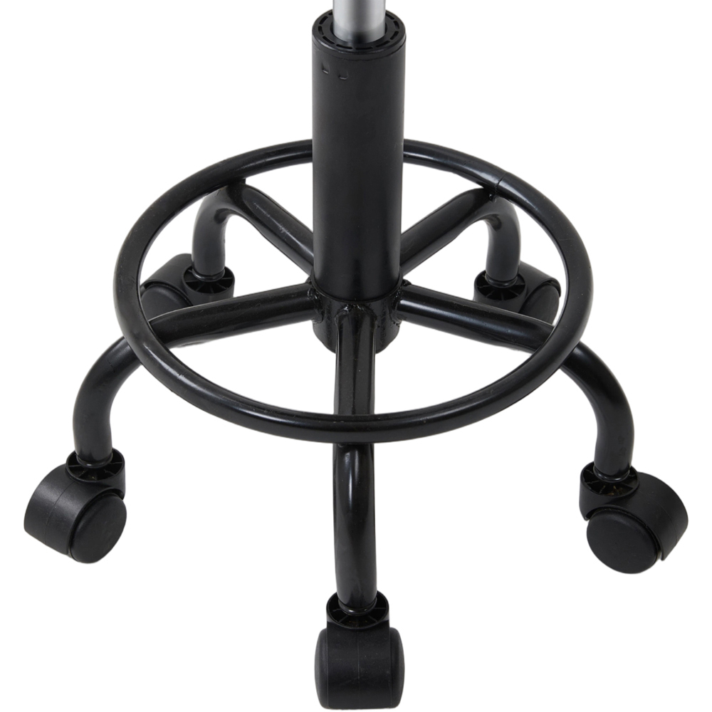 Living and Home Black PU Leather Height Adjustable Round Rolling Stool Image 3