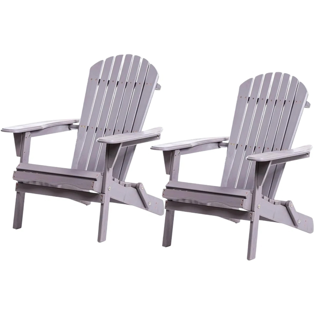 Garden Gear Grey Hemlock Hardwood Foldable Adirondack Chair 2 Pack Image 2